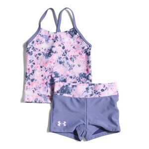 UNDER ARMOUR Pink Little Girls 2pc Burst Tie Dye Swim Set